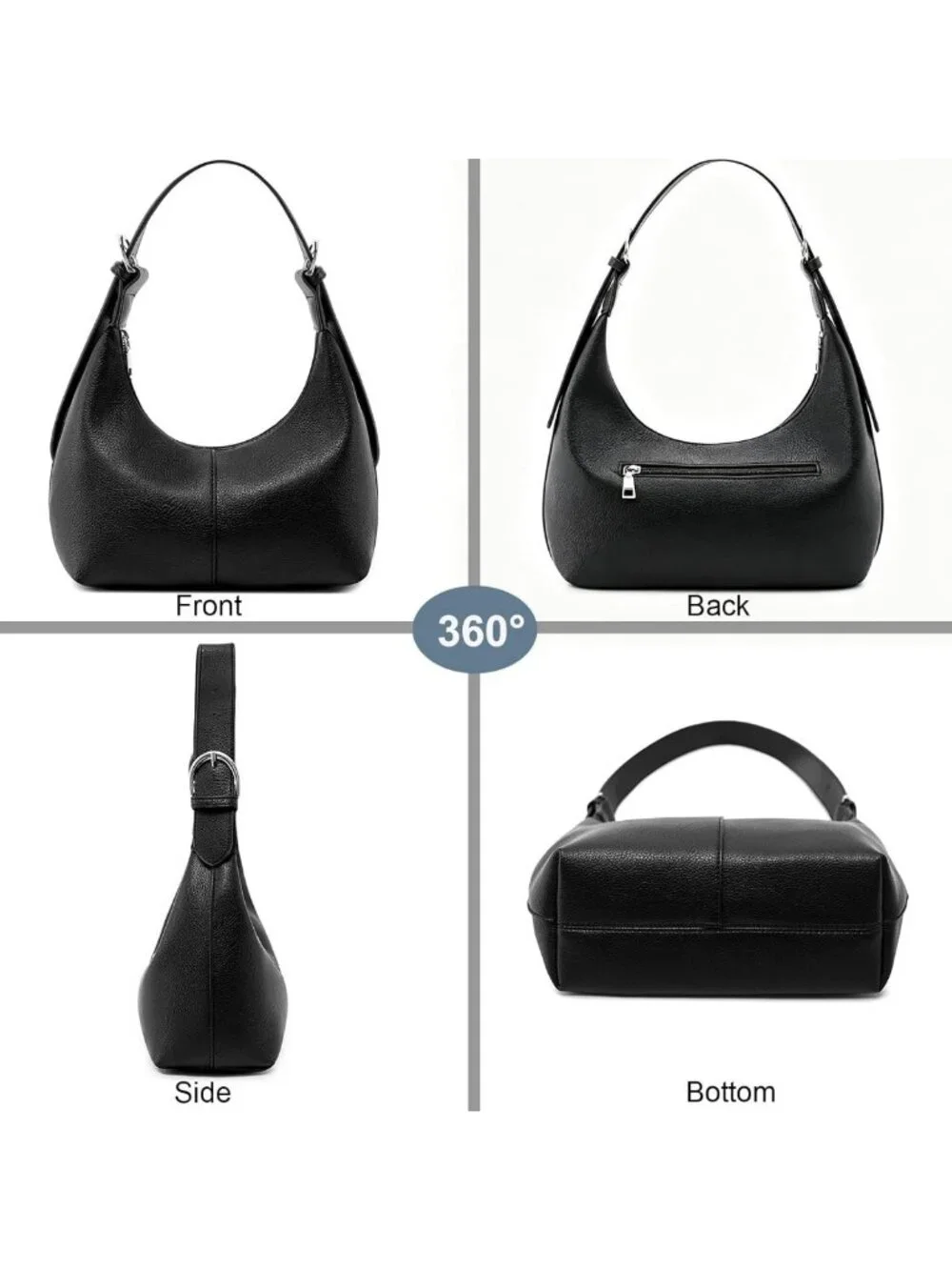 Soft Vegan Leather Hobo Bag for Women | Slouchy Crescent Shoulder Tote